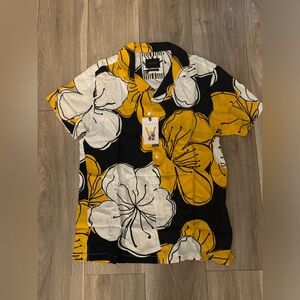 Cactus Man - Floral Viscose Shirt - Navy/Yellow/White
